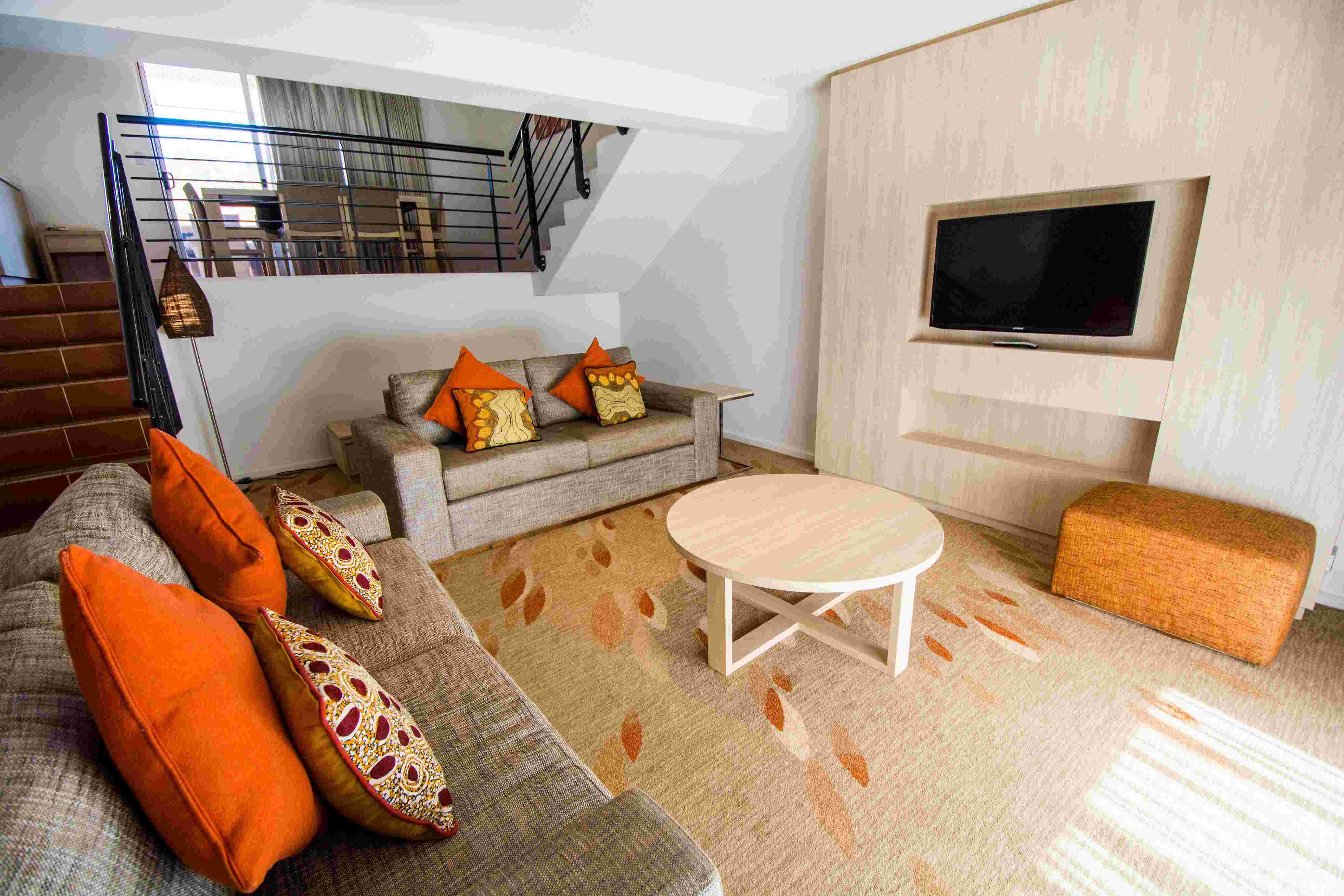 colourful living in 2 bed apartment